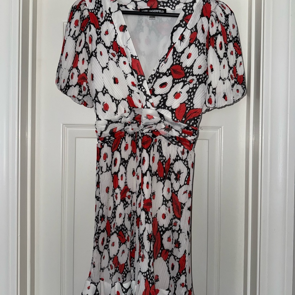 Karl Lagerfield Floral Dress - Red and White